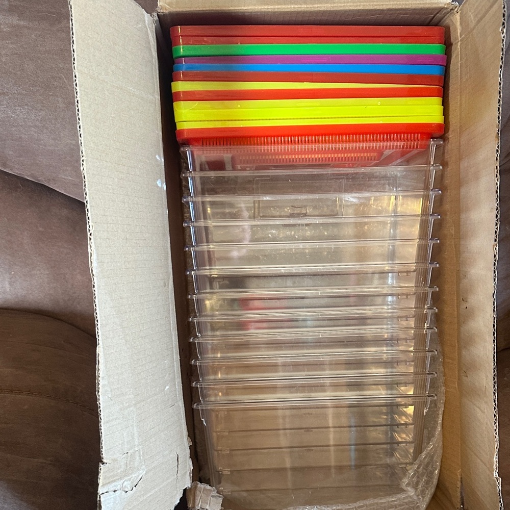 Clear Plastic animal terrariums with Multicolor Tops (12)